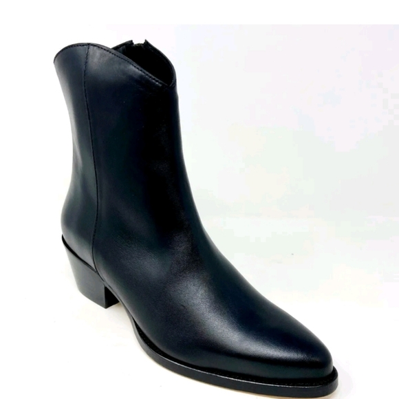 New Thursday Boot Co Country Black Leather Western Block Heel Boots sz 8.5 - Picture 2 of 11